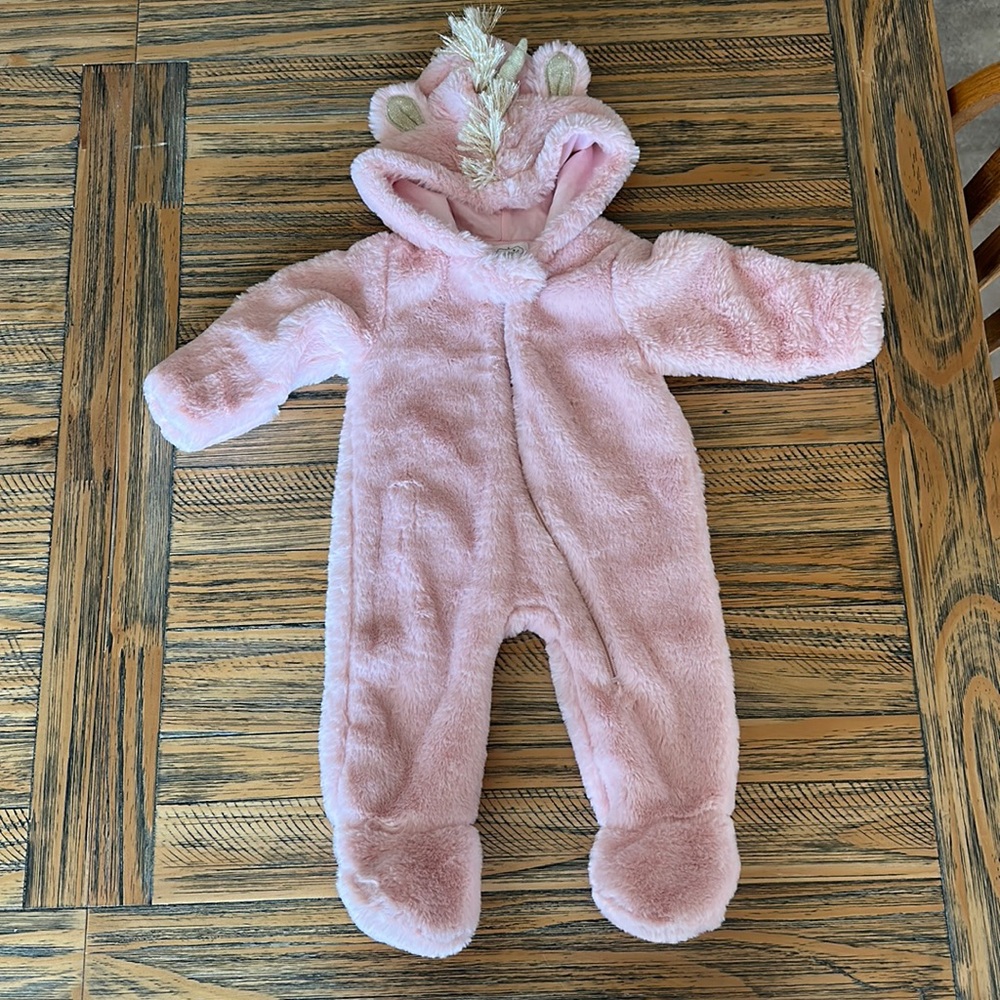 Glitter Pink Baby Unicorn Snowsuit by Mud Pie